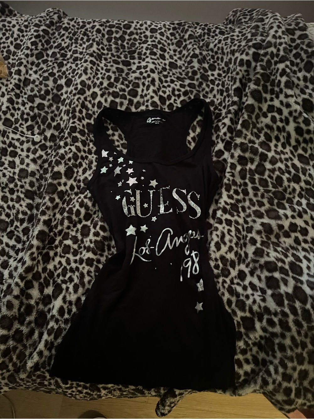 Guess Black Star Logo Racerback Tank Top